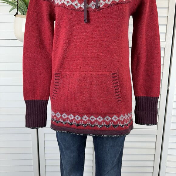 Eddie Bauer Red Wool Mohair Blend Fair Isle Holiday‎ Sweater Nordic Knit Size M - Picture 3 of 11